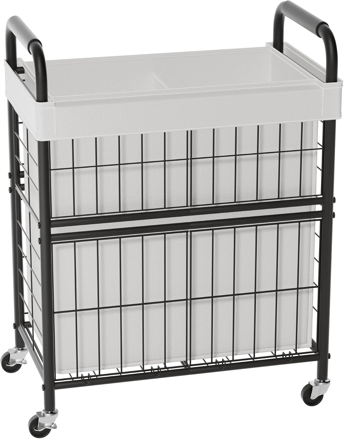 110L Rolling laundry Sorter Hamper Basket 2 Section with Wheels | Laundry Cart with Removable Bag, Clothes Organizer, Bedroom, Bathroom, Laundry Room, Dorm Use
