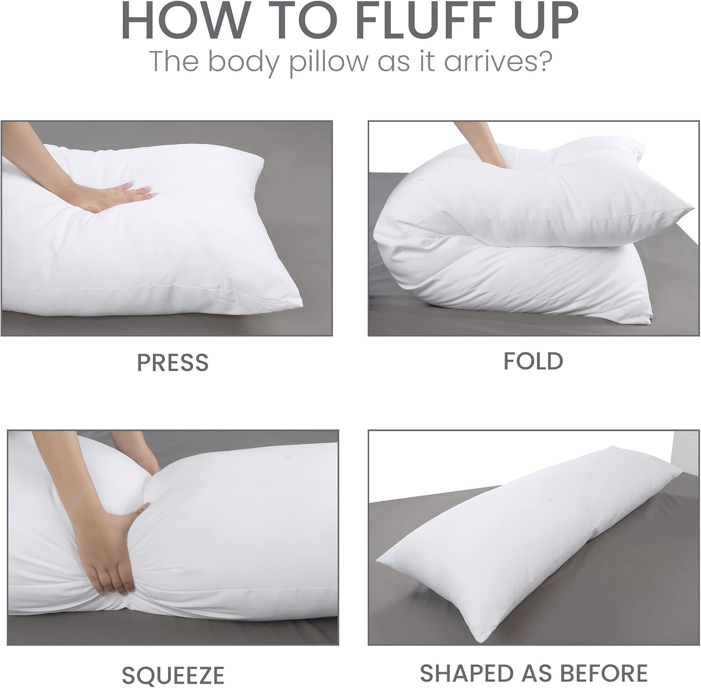 Utopia Bedding Full Body Pillow for Side Sleeper, White Long Pillow for Bed | Large Body pillows for Adults, Plush Support, Pregnancy Pillow Insert for sleeping, helps maintain body contour, 20x54 inches