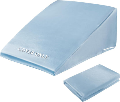 HOMBYS Satin Bed Wedge Pillow Cover Silky & Smooth Wedge Pillowcase 1 Pack 24x24x8, Soft & Breathable, Removable & Machine Washable-Zipper Design (Pillow Not Include), (Grey, 24"x24"x8")