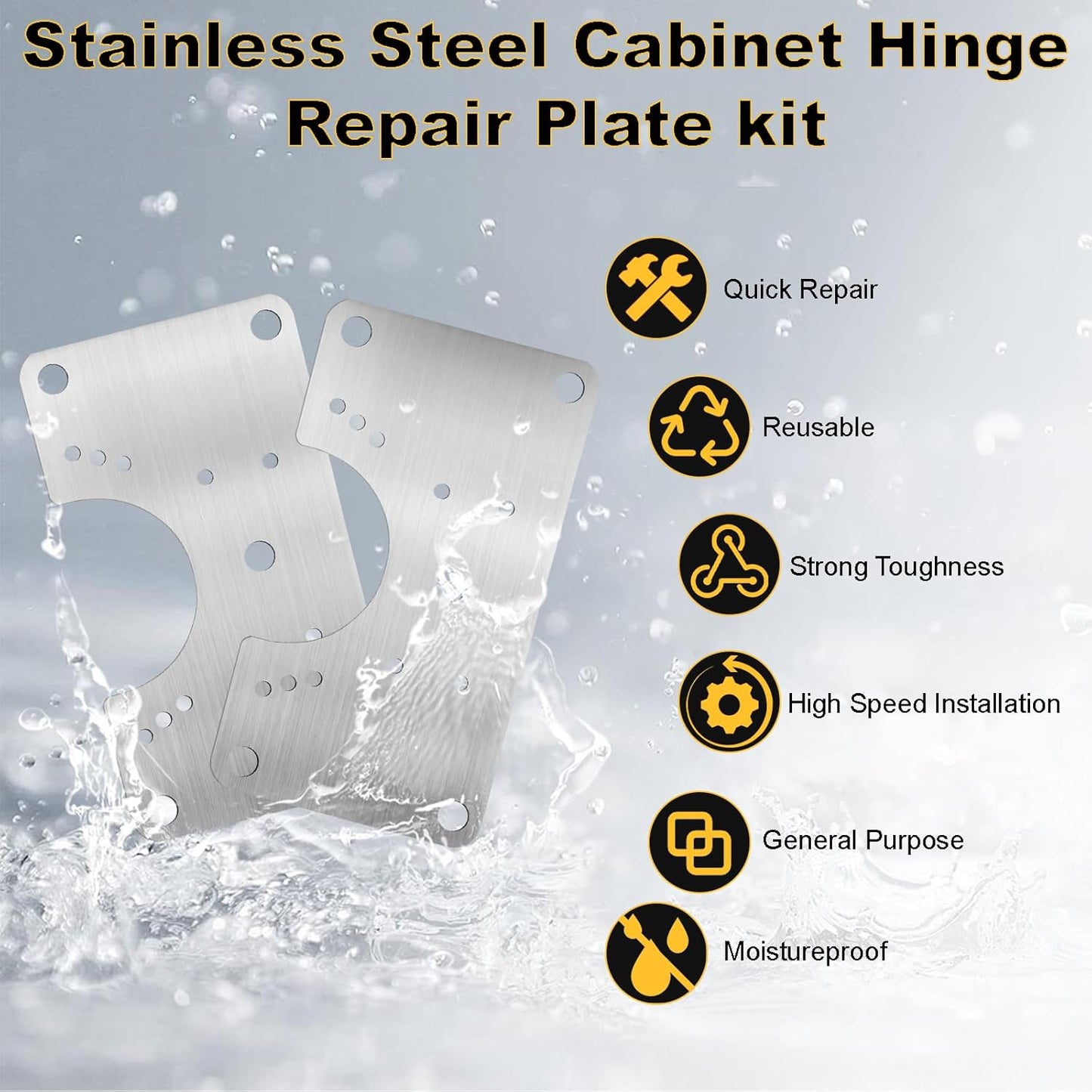 Cabinet Hinge Repair Plate, Hinges Repair Fixing Plate Cabinet Repair Board | 6 Pcs Stainless Steel Hinge Repair Brackets Kit,Kitchen Cupboard Door Hinge Repair Plate Kit with Screws Small Universal