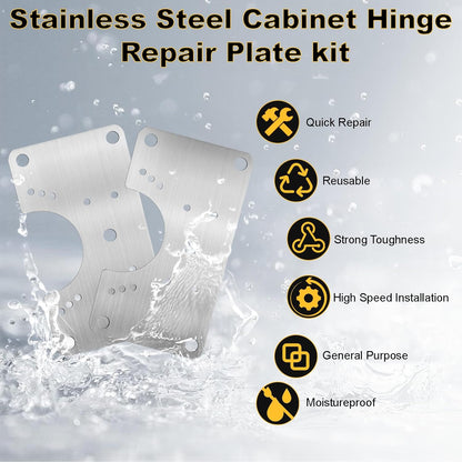 Cabinet Hinge Repair Plate, Hinges Repair Fixing Plate Cabinet Repair Board | 6 Pcs Stainless Steel Hinge Repair Brackets Kit,Kitchen Cupboard Door Hinge Repair Plate Kit with Screws Small Universal