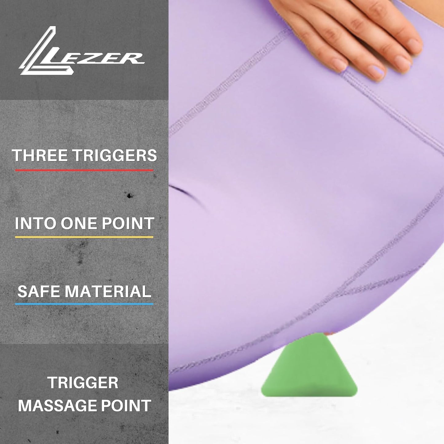 LEZER Trigger Massage Point, Manual Massage Ball, Muscle Knots Relief Tool, Myofascial Release, Physical Therapy, Deep Tissue Back Massage, Plantar Fasciitis, 2.9 in x 2.1 in (Green)