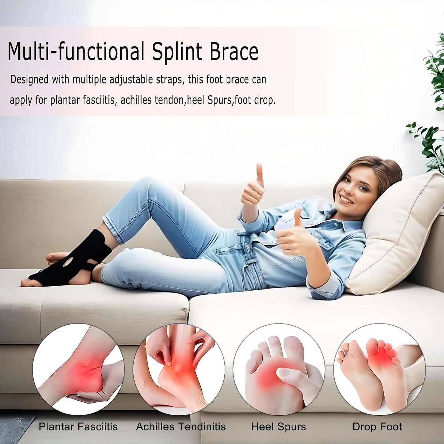 2026 Upgrade Plantar Fasciitis Night Splint for Men Women, Adjustable Achilles Tendonitis Brace Relief Foot Drop Brace for Sleeping, Heel Spur Calf Stretcher Dorsal Support Boot