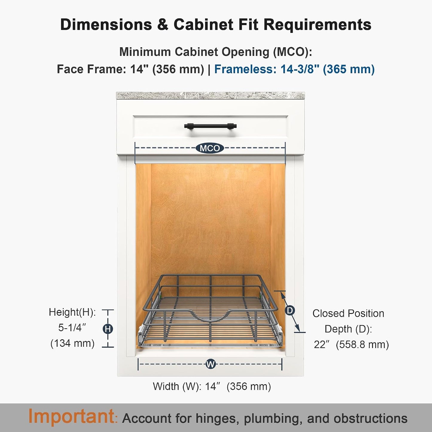2 Tier Pull Out Cabinet Organizer - 20" W x 22" D Soft Close Slide Out Shelves with Shelf Liners - Pullout Drawers for Kitchen Cabinets, Pantry, Bathroom, Heavy Duty Steel Wire Baskets