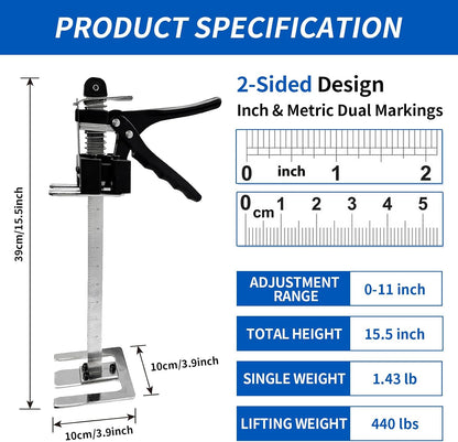 Greywolf Labor Saving Arm Jack 2 Pack, 15.5 Inch Manual Jack Tool, Multi-Function Furniture Lift, Bearing 440 lbs Lift 6.7 Inch, for Cabinet and Wall Tile Height Adjuster Handheld Tool