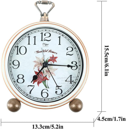 Maxspace 5.2in Analog Clock, Retro Silent Desk Clock Non-Ticking & Battery Operated with Quartz Movement,Clock Decor for Bedroom Living Room