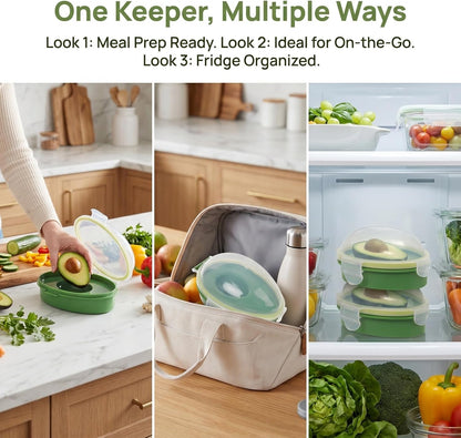 DOITOOL Avocado Keeper, Avocados Storage Container, Reusable Saver Holder, Silicone Fridge Container for Freshness, Refrigerator Vegetable Case Saver, Clear Box for Vegetarians
