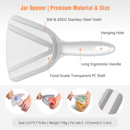 Uinxan Patented Jar Opener, Ideal for Weak Hands & Seniors with Arthritis | Effortlessly Opens 0.2"-5.3" Stubborn Lids & Screw Bottle Caps, Handheld Manual, Durable 304 Stainless Steel (Blue)