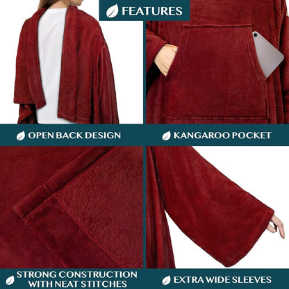 PAVILIA Blanket with Sleeves for Adult Women Men, Soft Warm Wearable Blanket Fleece Wrap Throw, Robe Blanket Gift