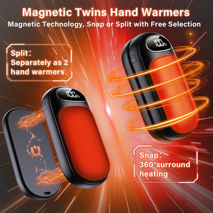 CRISLEX Electric Hand Warmers Rechargeable 2 Pack, 4 Levels Fast Heat, Reusable Hand Warmers with LED Display, Portable Magnetic Pocket Heater, Gifts for Christmas, Men, Women, Raynauds, Hunting, Golf