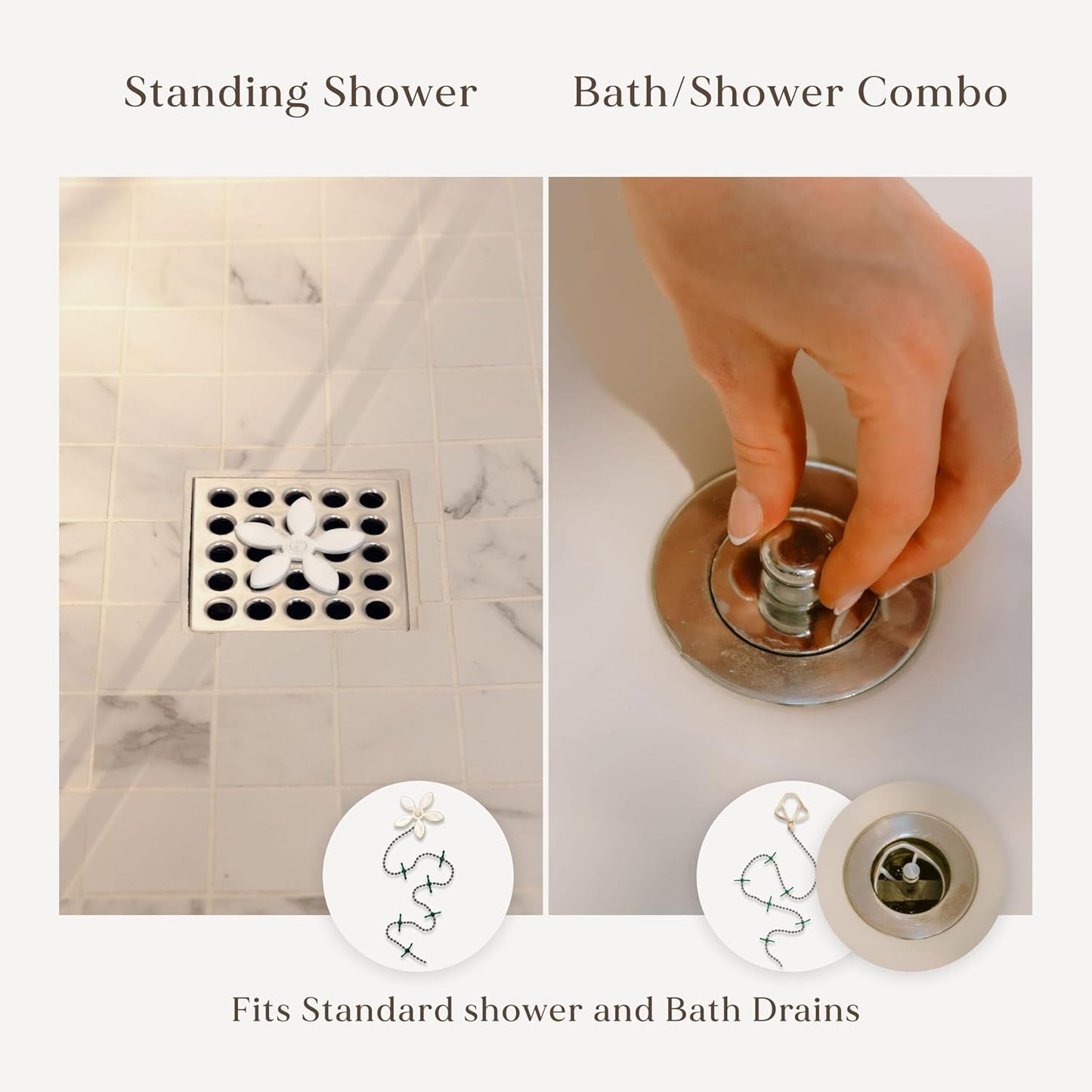 Shower Drain Hair Catcher – Disposable Bathroom Hair Trap, Easy to Install in Shower Drain Cover, Helps Prevent Clogs – As Seen on Shark Tank – Silver Flower (4-Pack)