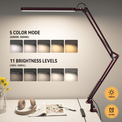 SKYLEO Desk Lamp for Home Office, Eye Comfortable LED Desk Light for Long Hours, Adjustable Swing Arm with Memory Function, Black