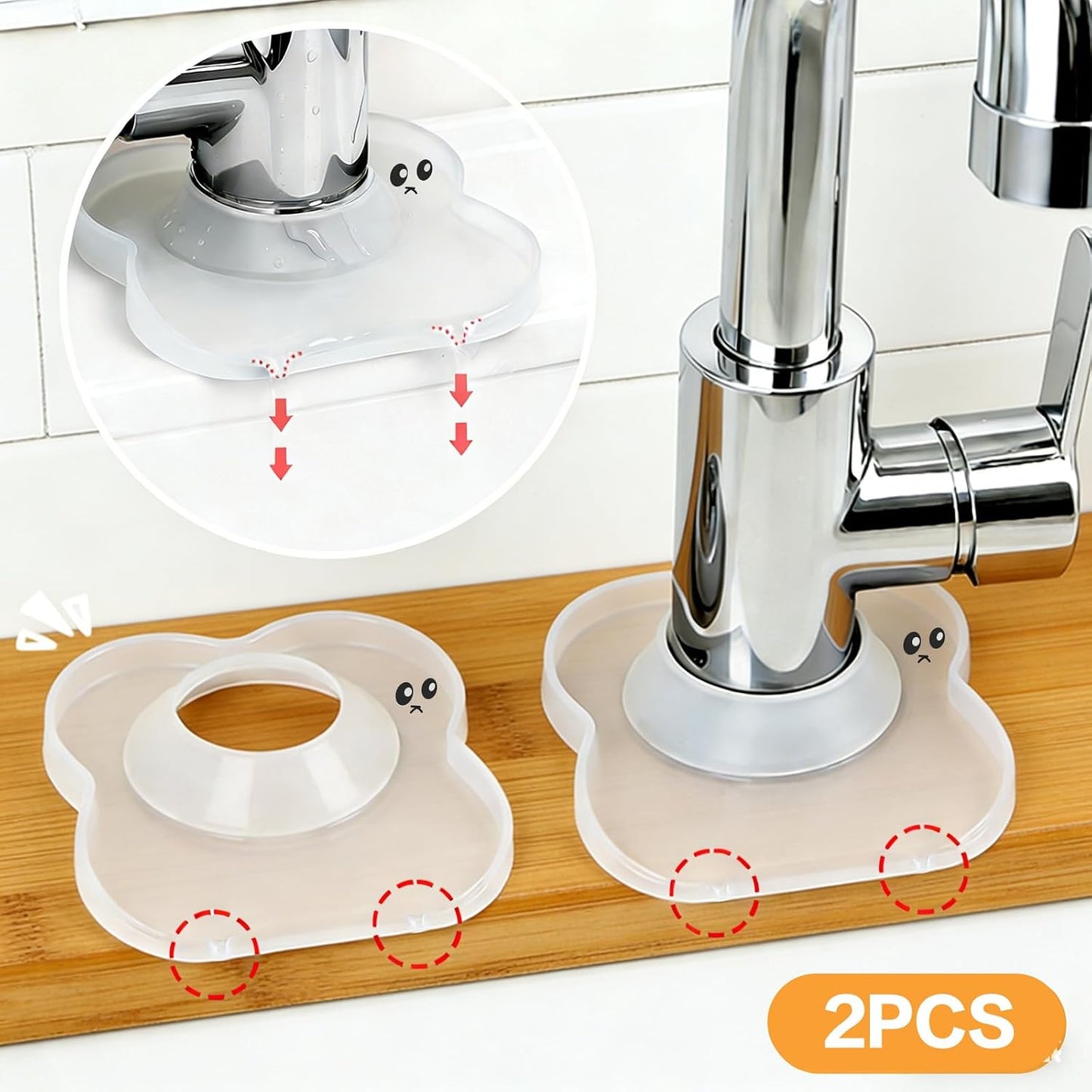 Silicone Faucet Mat for Kitchen Tap Compact Sink Splash Guard Protectors Behind Draining,Grey 2PCS
