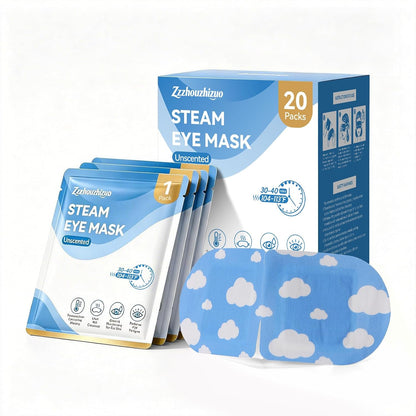 20 Packs Steam Eye Masks Disposable, Self Heating Heated Eye Mask Warm Compress for Sleep, Travel, Spa, Lint-Free Breathable Eye Masks for Women Men, Relaxation Gifts for Her Him (Unscented)