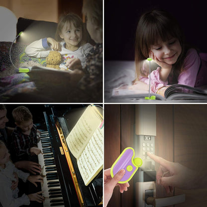 BIGMONAT Rechargeable Book Reading Light in Bed,Dimmable Warm/White Book Light for Kids,Multi Colors Portable LED Reading Lamp with Rotary Light Neck,Wireless Clip on Reading Light for Student(Green)