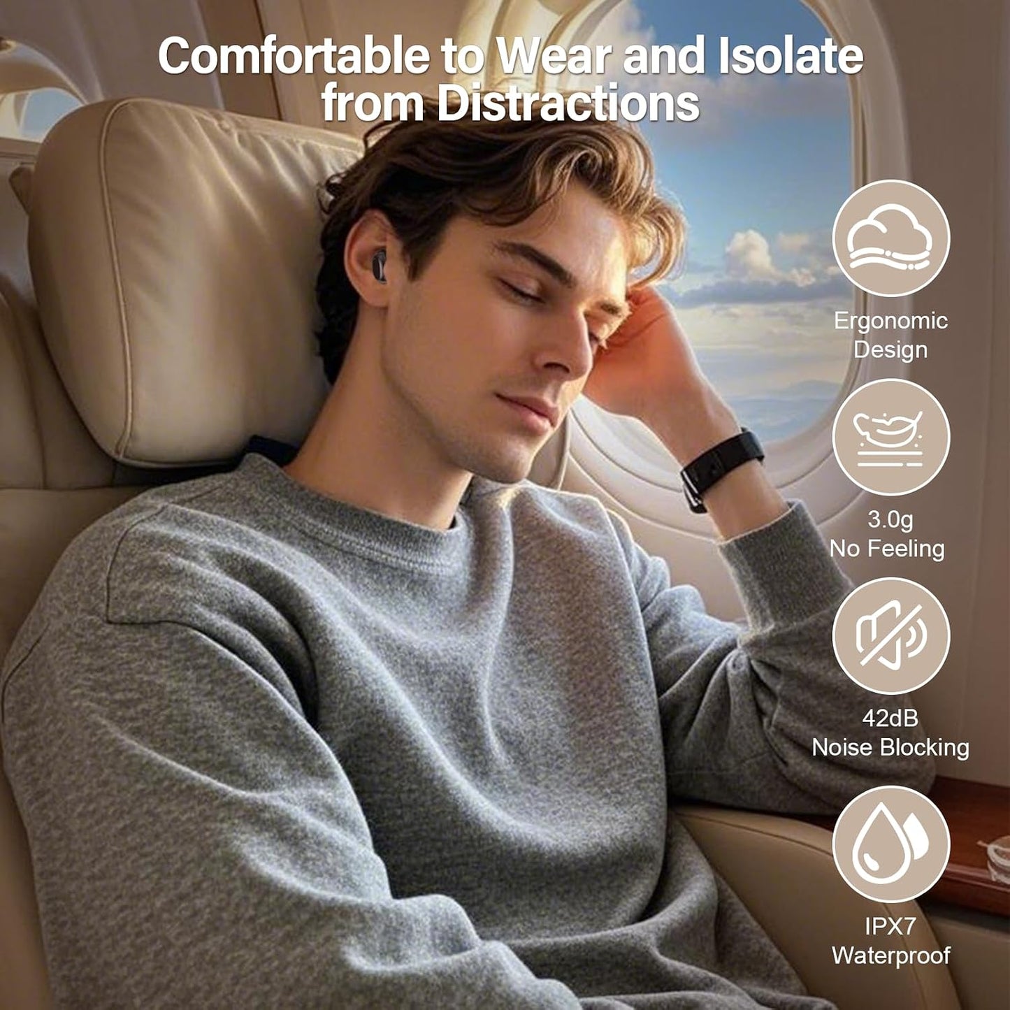 Sleep Earbuds Bluetooth 5.4 in Ear Touch Screen Sleep Headphones, Small Design Mini Sleep Earbuds for Side Sleepers with Sleep Mode, 48H Playtime Sleep Earphones Clear Calls, Rose
