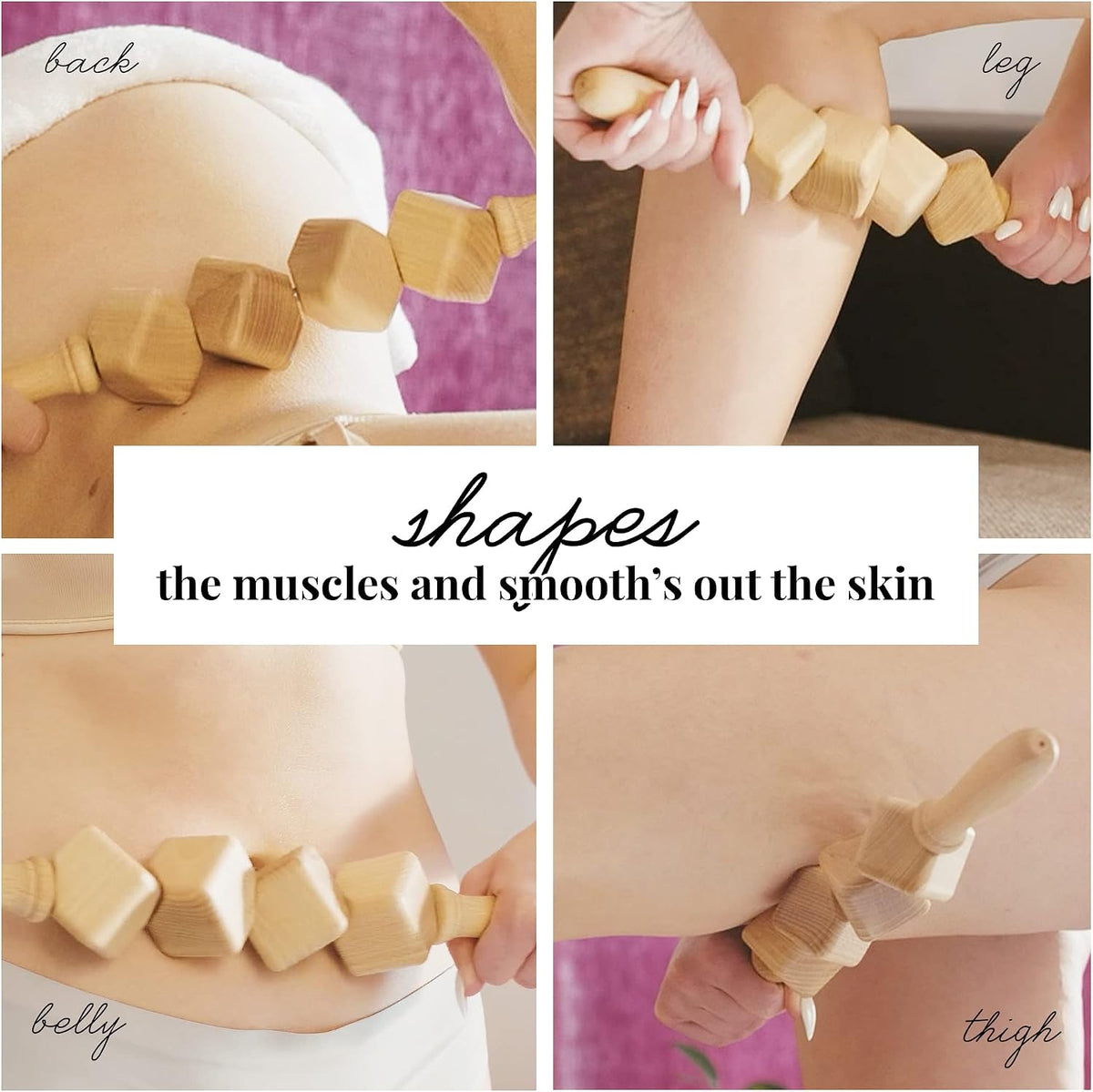 tuuli Accessories - Dice Wooden Massage Roller for Waist and Thigh, Multi-Functional Body Roller for Cellulite and Muscle Tension, Natural Massager for Women and Men