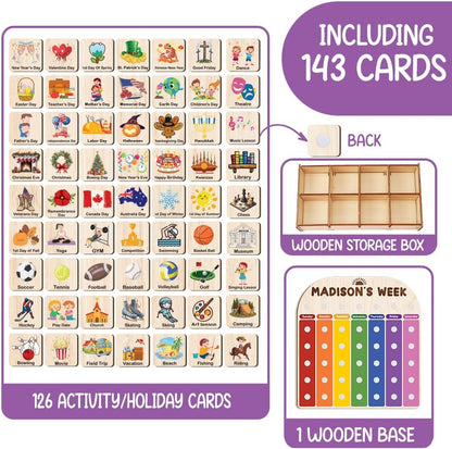 TinyKidz Wooden Daily Routine Chart 11x15, Schedule Board for Kids, Wooden Chore Chart for Kids, Responsibilities Chart for Toddlers, Morning Bedtime Routine for Toddlers