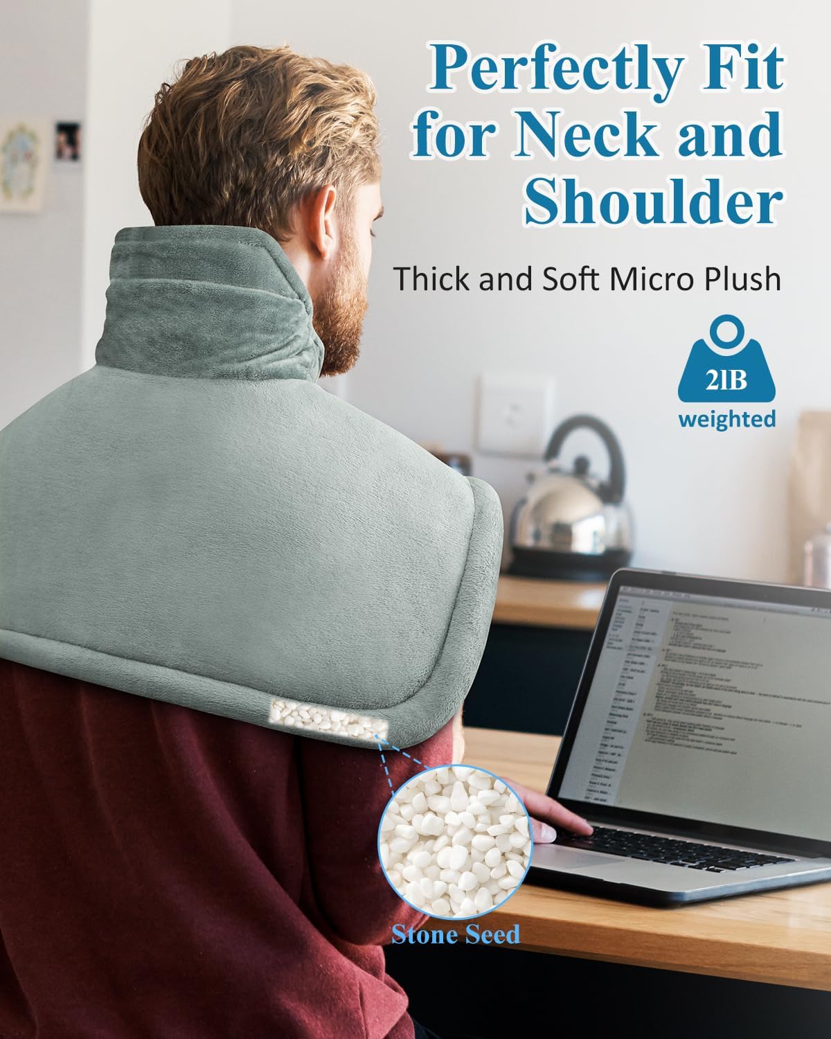Heating Pad for Neck Shoulders Back, Electric Heat Pads, Weighted Heated Wrap for Daily Relax 6 Heat Settings 4 Auto Timers, Birthday Gifts for Women Men Mom Dad Wife Husband, 17"x23", ETL Certified