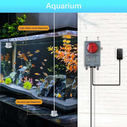 Professional Water Leak Alarm, Water Leak Detector with Dual Probes, 120dB Adjustable Audible/Visual Alarm, 33FT Cable, All-Metal Industrial for Sump Pump/Basement/Septic Tank/Well/Factory/Warehouse