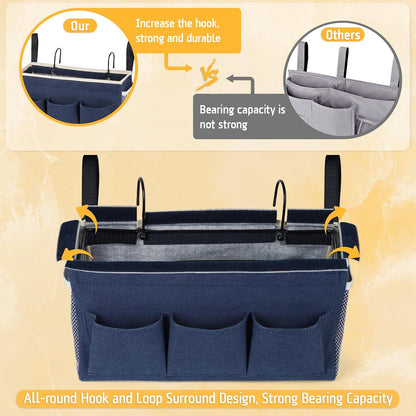 Lilithye Bedside Caddy, Bedside Storage Bag Hanging Organizer for Bunk Bed