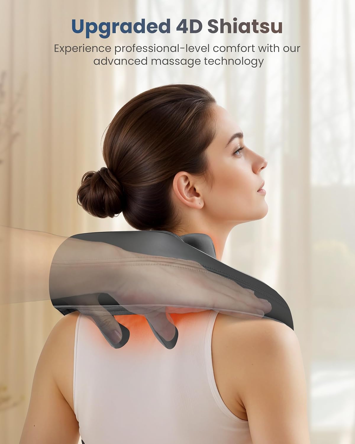 COMFIER Shiatsu Neck and Shoulder Massager with Heat,White Elephant Gifts for Adults,4D Deep Kneading Massage Pillow with Heat, Back Massager, Pillow Massage,Jet Black