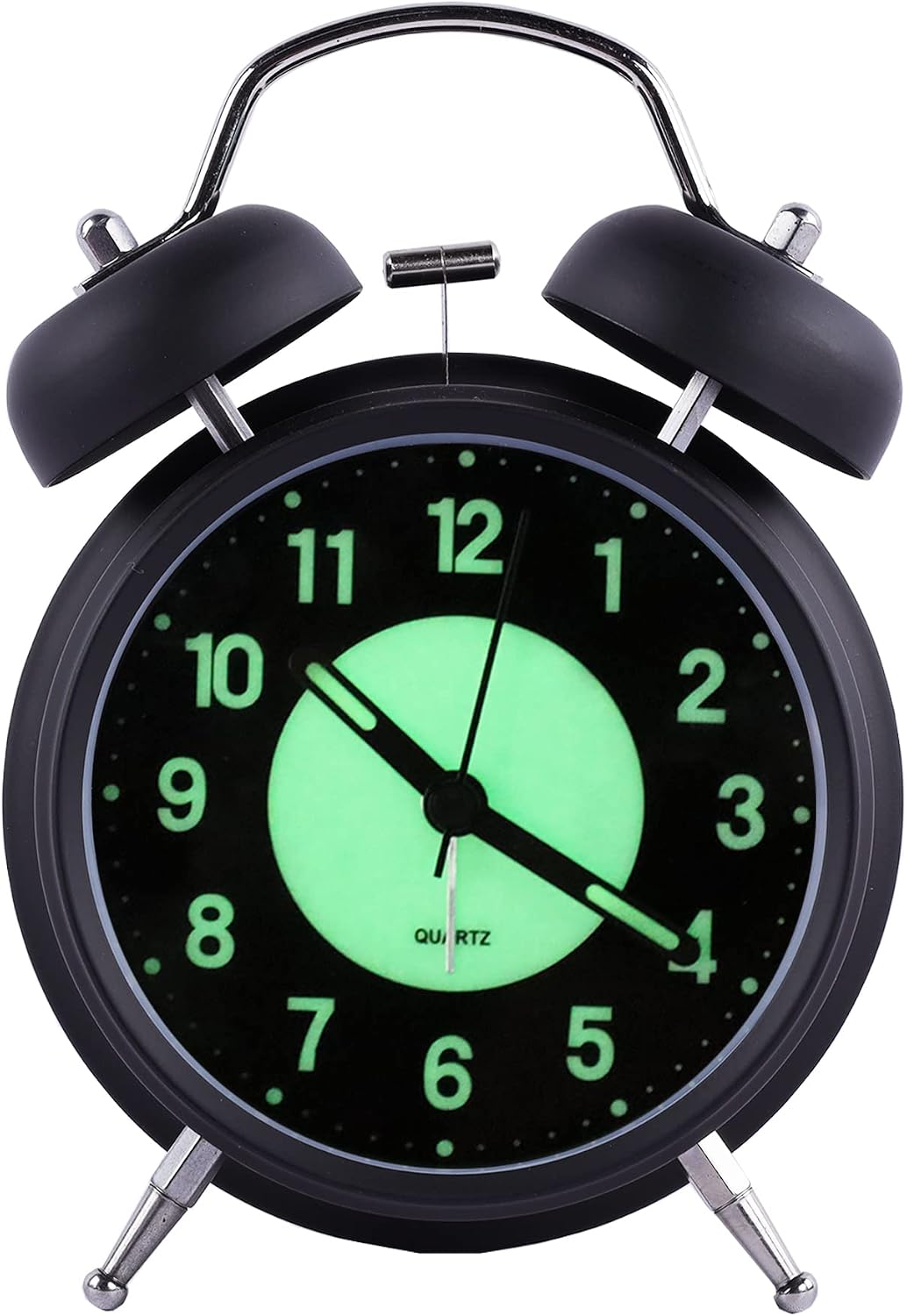 Alarm Clock Luminous 4 "Round Silent Analog Table Clock Non-Ticking, Battery Operated with Loud Alarm and Night Light Small Desk Clock for Bedroom, Bedside Table
