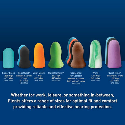 Flents Protechs Super Sleep Foam Ear Plugs, NRR 29, 10 Pair, Teal