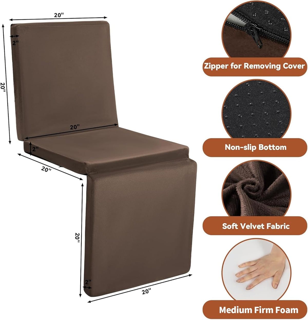 HOMBYS 3-in-1 Recliner Seat Cushion with Lumbar Support Pillow & Footrest, Multi-Functional Adjustable Height 2" to 6" for You to Choose, Non-Slip Foam Chair Cushion for Elderly, Brown