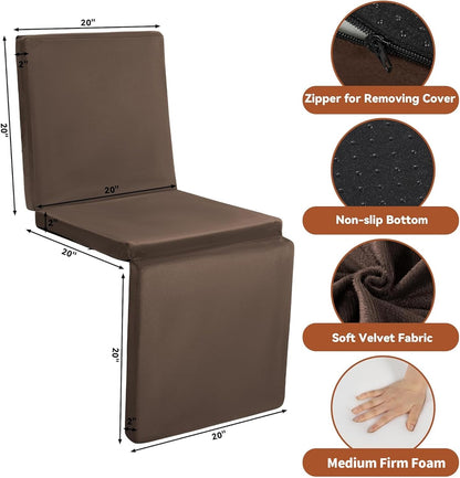 HOMBYS 3-in-1 Recliner Seat Cushion with Lumbar Support Pillow & Footrest, Multi-Functional Adjustable Height 2" to 6" for You to Choose, Non-Slip Foam Chair Cushion for Elderly, Brown