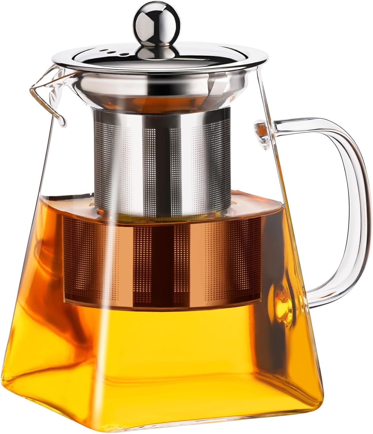 PARACITY Glass Teapot Stovetop 22 OZ/650ml, Tea pot with Removable 18/8 Stainless Steel Infuser, Borosilicate Clear Tea Kettle, Teapot Blooming and Loose Leaf Tea Maker Tea Brewer for Camping, Travel | Clear small tea kettle with infuser and tea pot with