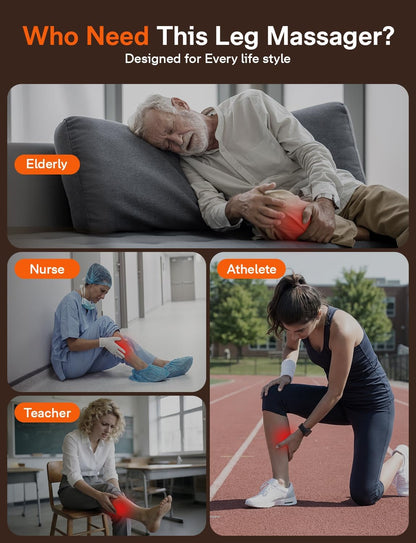 ALLJOY Leg Massager for Circulation and Pain Relief FSA, Gifts for Men Women Dad Mom, Leg Massager with Heat and Compression, 2 Heat 5 Modes 4 Intensities 4 Extenders