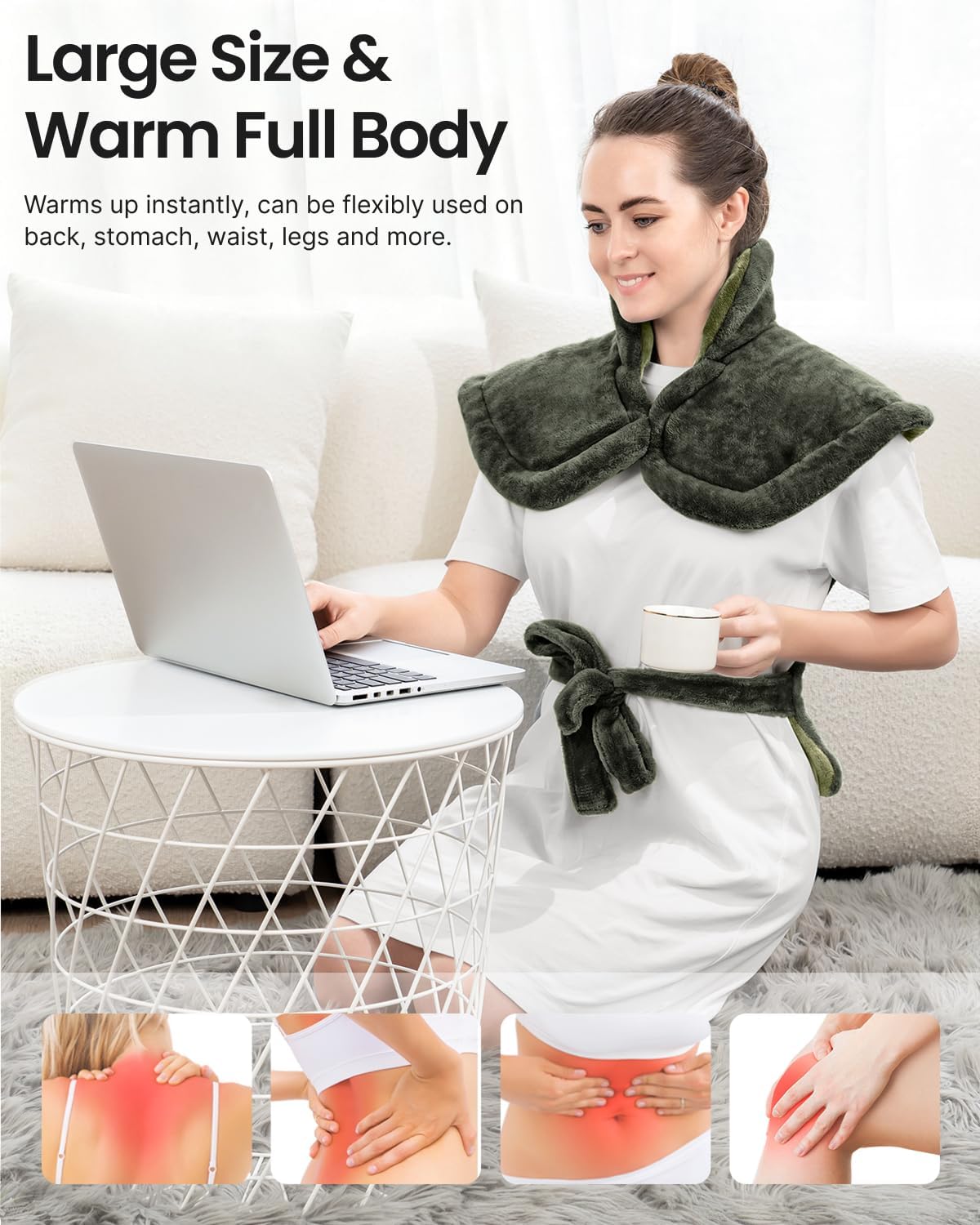 RENPHO Electric Heating Pad - 6 Heat Levels for Neck Shoulder and Back, Birthday Gifts for Women Men Mom Dad, Weighted Pad for Snug Fit, ETL Safety Certified, FSA Eligible, 24"x33" Gray