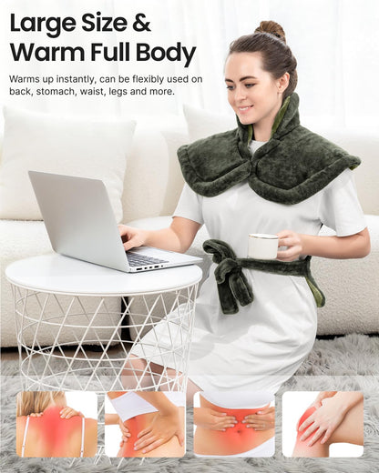 RENPHO Electric Heating Pad - 6 Heat Levels for Neck Shoulder and Back, Birthday Gifts for Women Men Mom Dad, Weighted Pad for Snug Fit, ETL Safety Certified, FSA Eligible, 24"x33" Gray