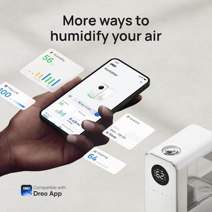 DREO Humidifiers for Bedroom, Top-filled Smart Quiet Cool Mist Humidifier for Large Room Home, Oil Diffuser & Nightlight, 50Hours Runtime for Indoor Plants, with Alexa/Google, White