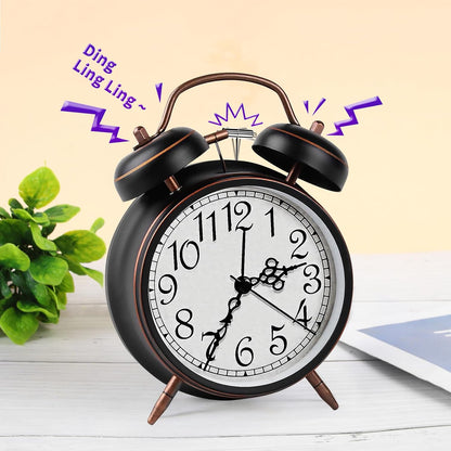 pxy Loud Alarm Clock for Heavy Sleepers 3D Dial Battery Operated (Battery Include), 4" Super Silent Analog Alarm Clock for Kids with Night Light PT260 Silver OrangePT505 Green White