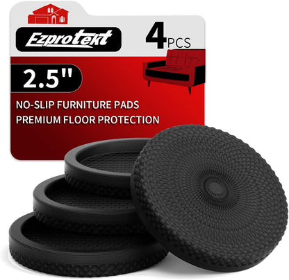 Ezprotekt Non Slip Furniture Pads, 12 Pcs 2" Anti Slip Rubber Caster Cups, No Slide Furniture Gripper, Anti Skid Furniture Coasters for Hardwood Floors, Furniture Stoppers to Prevent Sliding (Black)