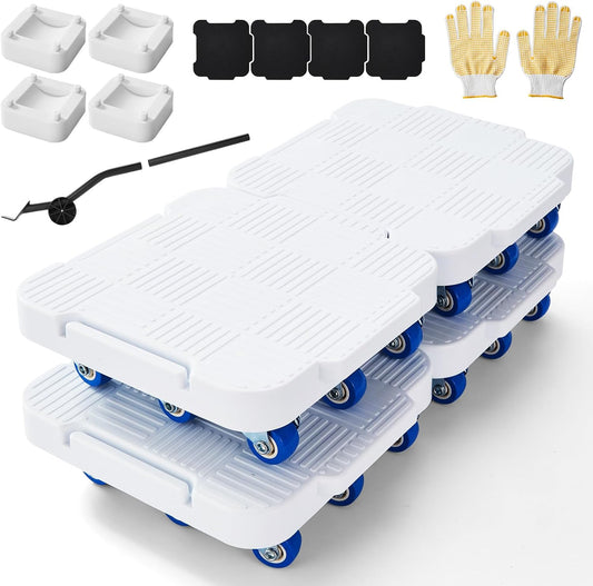 Appliance Rollers,Furniture Sliders,4 Moving Dollys Connectable | 360° Rotation Furniture Dolly Heavy Duty Furniture SlidersTool Set Moving Refrigerator Sliders Sofa Moving Sliders