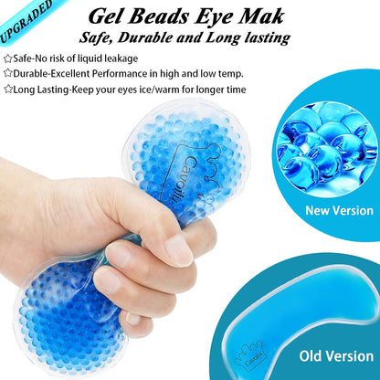 Silk Sleep Mask with Cooling Gel Eye Mask, Warm and Cold Compress, Heated Eye Mask for Tired Eyes, Stain Eye Cover Sleeping Mask for Travel, Home, Office, Yoga, Total Blackout (Black)