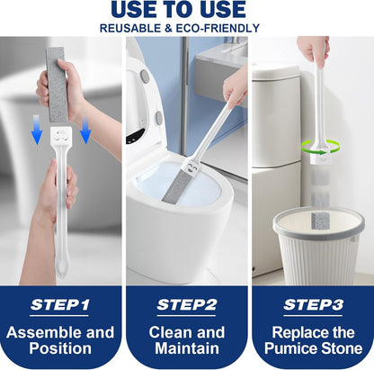Navona 10 Pack Pumice Stone Toilet Bowl Cleaner with 2 Extra-Long Handles | Scratch-Free, Replaceable Stones Remove Limescale, Rust & Hard Water Rings for Toilets, Bathtubs, Grills, Pools & Sinks
