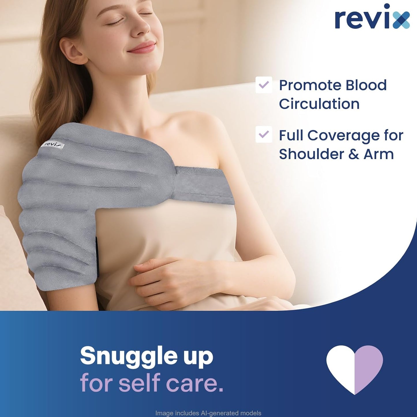 REVIX Microwavable Shoulder Heating Pad for Rotator Cuff, Moist Heating Pads Microwavable with Adjustable Strap, Shoulder Heating Pads for Upper Back Muscle Relaxation & Relief, Gray