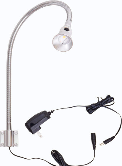 3W Gooseneck Bedside Reading Light, Wall/Headboard Mounted LED Art Gallery Display Lamp with Switch, Chrome(Plug)