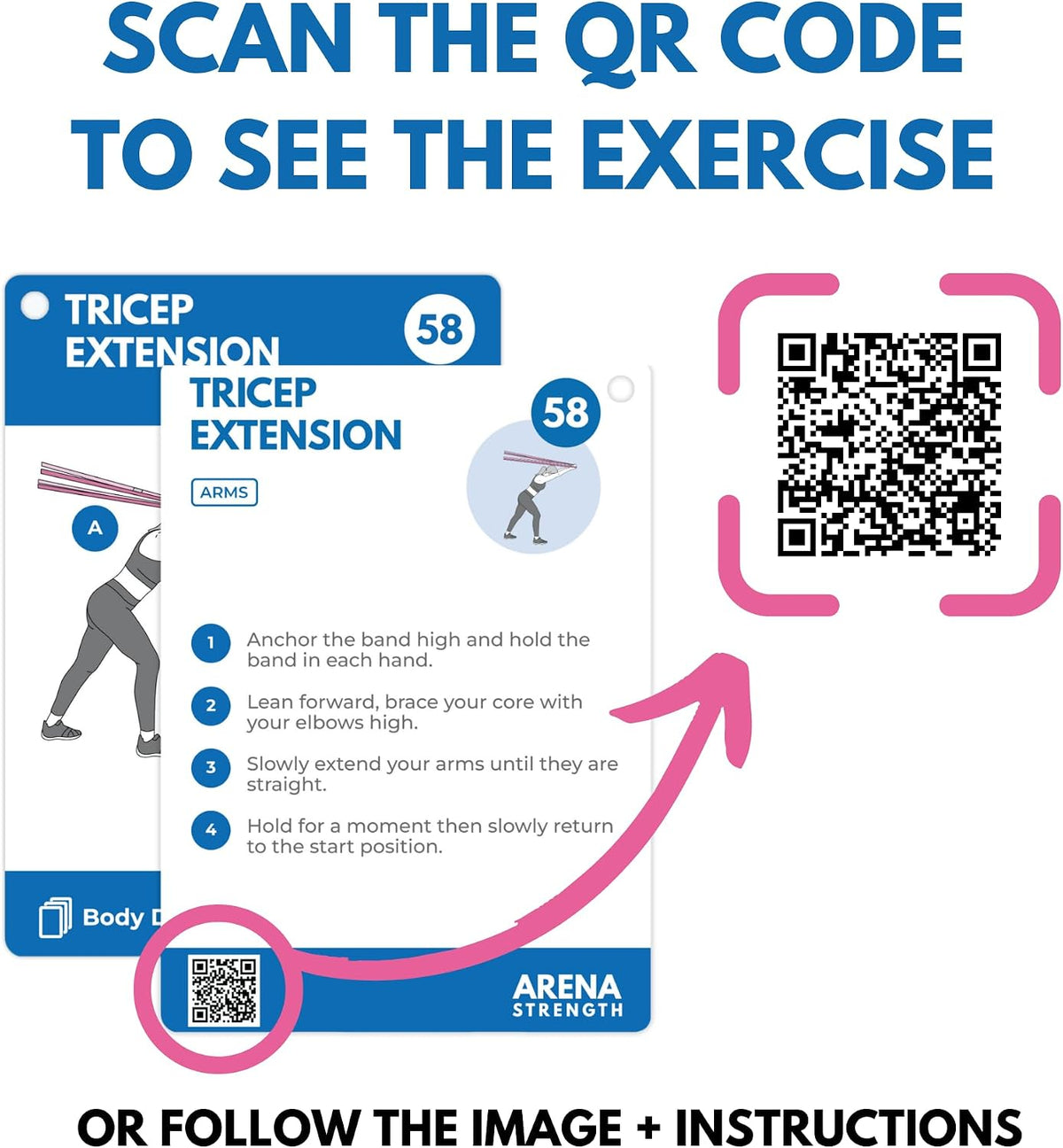 Arena Strength Workout Cards - Instructional Fitness Deck for Booty Band Workouts, Beginner Fitness Guide for Resistance Band Training Exercises at Home. Includes Workout Routines.