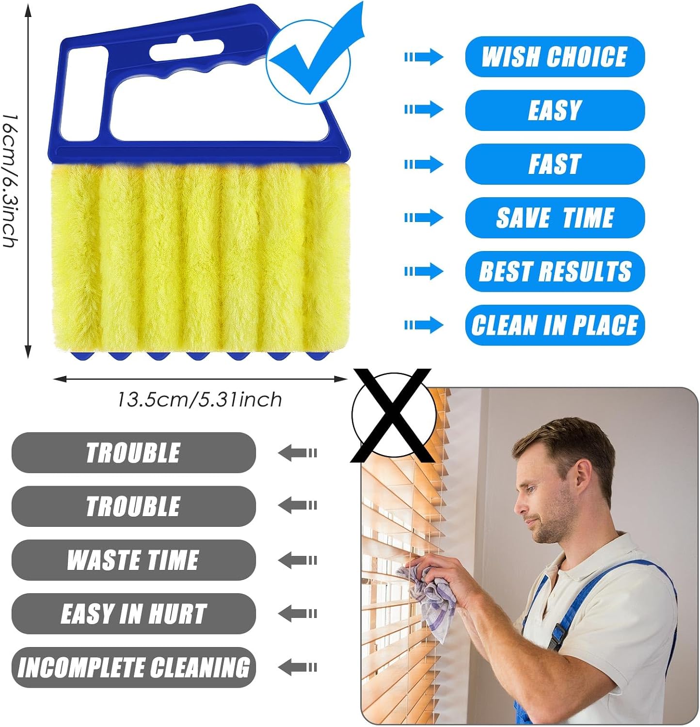 Geiserailie 2 Pcs Window Venetian Blind Cleaner Duster Tool Washable 7 Fingers Dusting Cleaner and Air Vent Shutter Brush Blinds Air Conditioner Fan Duster Dirt Housekeeping Tool (2 Color)