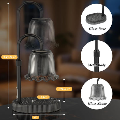 Flower Candle Warmer Lamp, Timer & 4-Level Dimmer, Adjustable Height | Flameless Electric Wax Warmer for Jar Candles, Includes 2 Bulbs, Pink, Home Decor Gift for Mom & Women, Housewarming