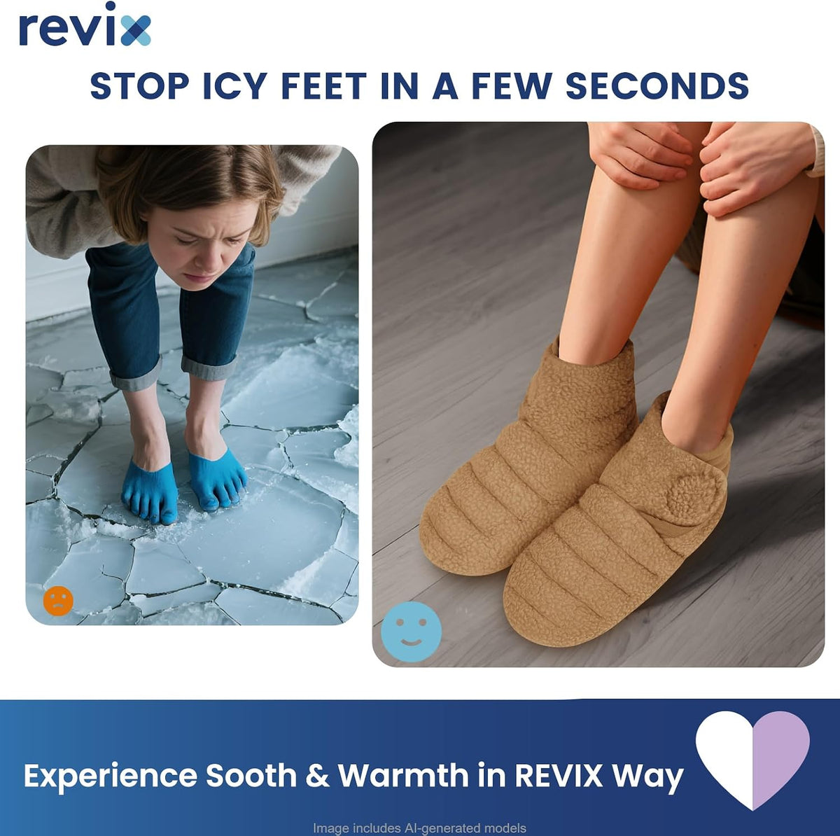 REVIX Microwavable Booties for Cold Feet, Heated Slippers, Navy S