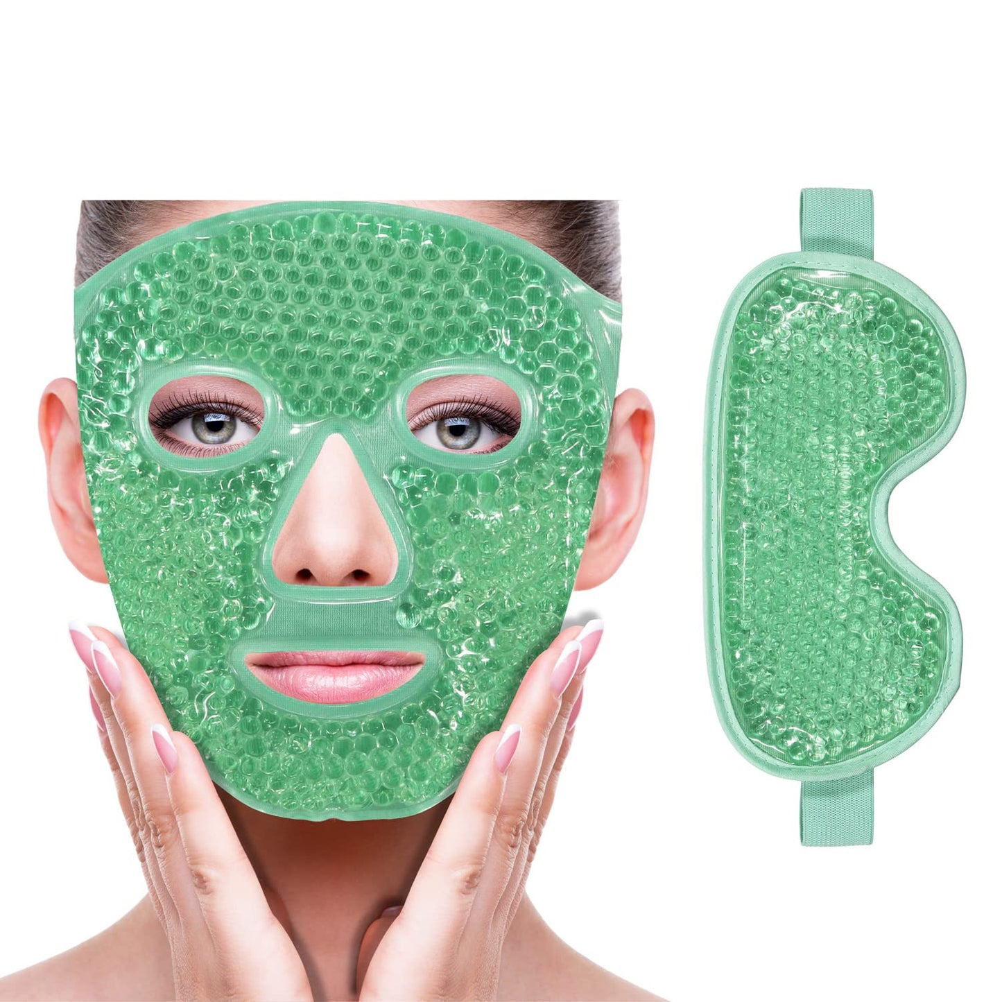 ZNÖCUETÖD Cold Face Eye Mask Ice Pack Reduce Facial Puff, Dark Circles, Hot Cold Compress Pack, Face SPA Gift for Woman Sleeping, Pressure, Headaches, Skin Care, Post Laser Cosmetic Care, Reversible