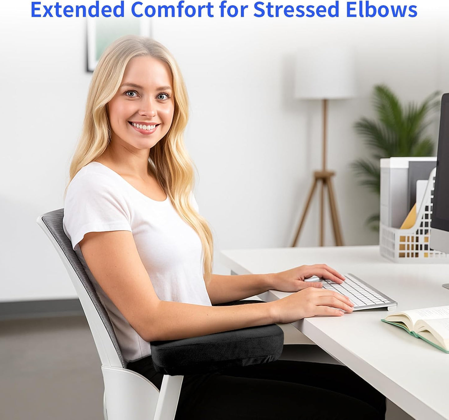 YOUFi Office Chair Arm Covers,Extra Soft Velvet Armrest Cushion,Set of 2 | Ergonomic Support for Elbows & Forearms Pressure Relief, Non-Slip Full Cover Arm Rest Pads for Desk Chair,Gaming Chair, Gray