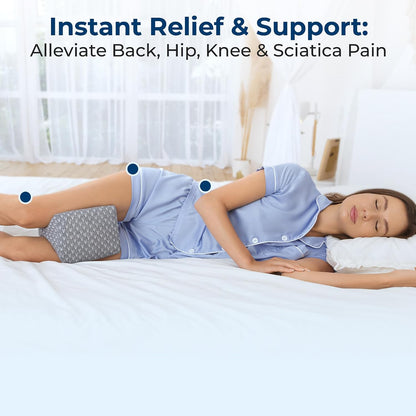 5 STARS UNITED Knee Pillow for Side Sleepers - Hip Pain Relief, Memory Foam Leg Cushion for Side Sleeping - Between Legs Pillow for Sciatica & Lower Back Pain, White