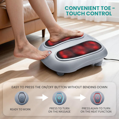 Nekteck Foot Massager with Heat, HSA Eligible FSA Massage Tools Gifts | Shiatsu Heated Electric Kneading Foot Massager Machine for Plantar Fasciitis, Built-in Infrared Heat Function and Power Cord